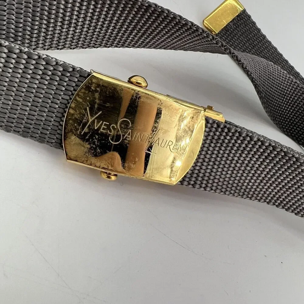 Yves Saint Laurent Gray Fabric Adjustable Belt